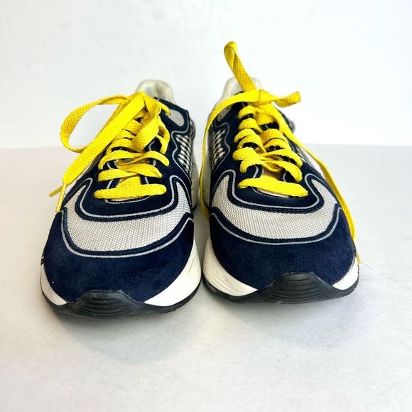 Golden Goose Running Sole Sneakers in Navy/White Check and Yellow Star Sz 38, US - Picture 2 of 12